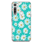 Motorola Moto G Fast Turquoise Teal White Daisies Cute Daisy Polka Dots Double Layer Phone Case Cover
