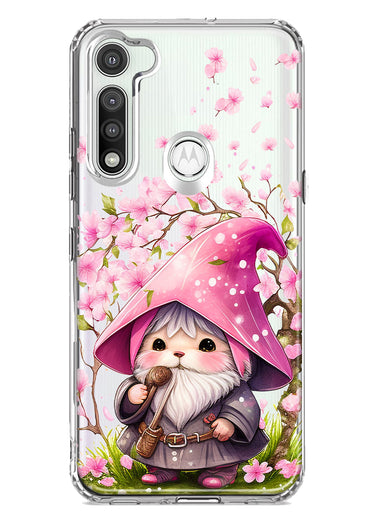Motorola Moto G Fast Cute Pink Cherry Blossom Gnome Spring Floral Flowers Double Layer Phone Case Cover