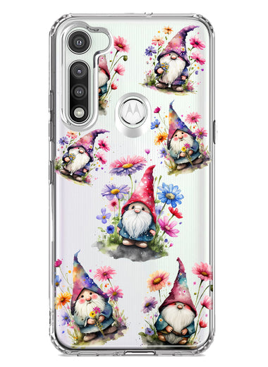 Motorola Moto G Fast Cute Pink Purple Cosmos Flowers Gnomes Spring Floral Double Layer Phone Case Cover