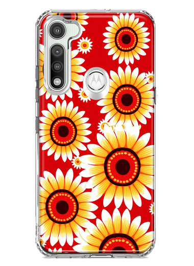 Motorola Moto G Fast Yellow Sunflowers Polkadot on Red Double Layer Phone Case Cover