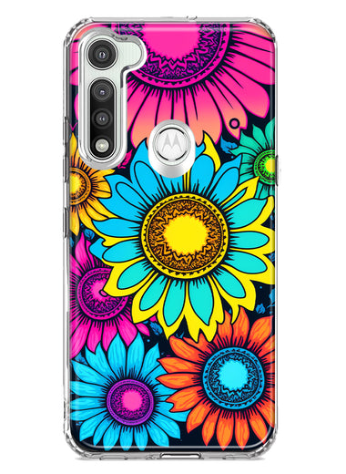 Motorola Moto G Fast Vintage Colorful Abstract Sunflowers Floral Double Layer Phone Case Cover