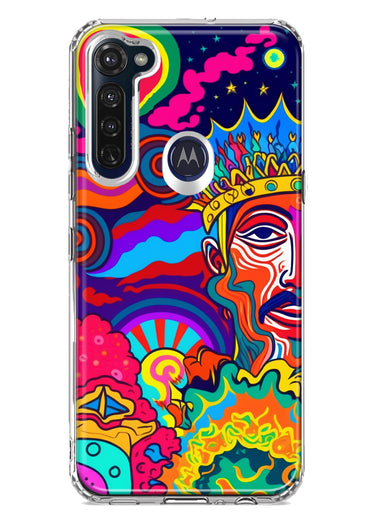 Motorola Moto G Stylus Neon Rainbow Psychedelic Indie Hippie Indie King Hybrid Protective Phone Case Cover
