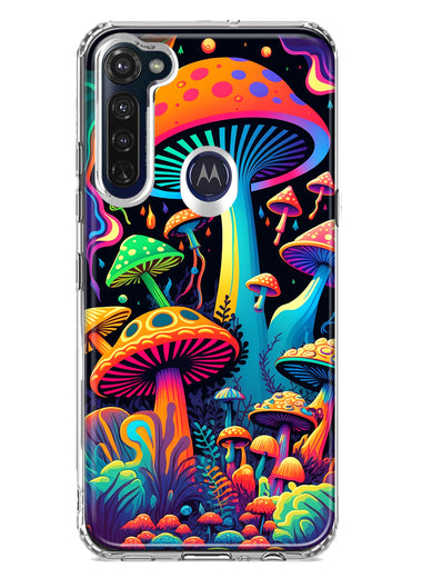 Motorola Moto G Stylus Neon Rainbow Psychedelic Indie Hippie Mushrooms Hybrid Protective Phone Case Cover