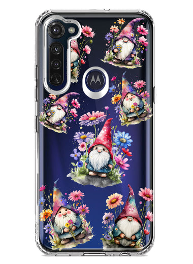 Motorola Moto G Stylus Cute Pink Purple Cosmos Flowers Gnomes Spring Floral Double Layer Phone Case Cover