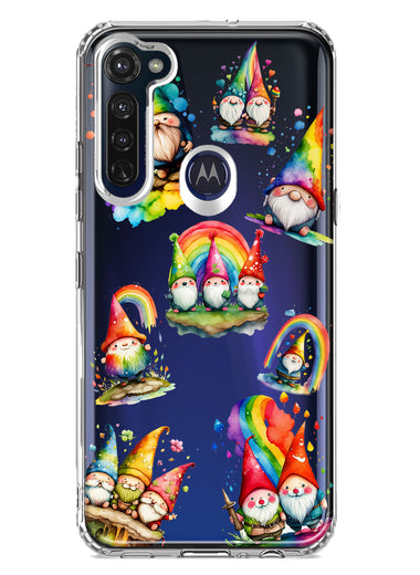 Motorola Moto G Stylus Colorful Neon Glow Rainbow Gnomes Painting Hybrid Protective Phone Case Cover