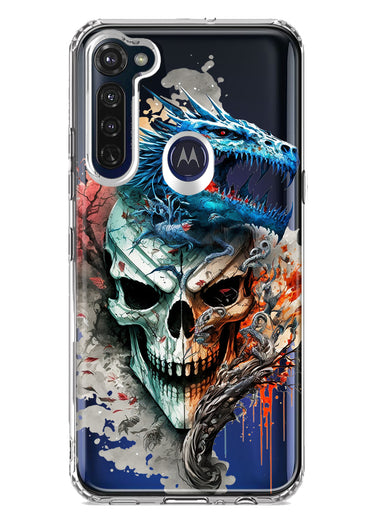 Motorola Moto G Stylus Fantasy Blue Dragon Dream Skull Double Layer Phone Case Cover