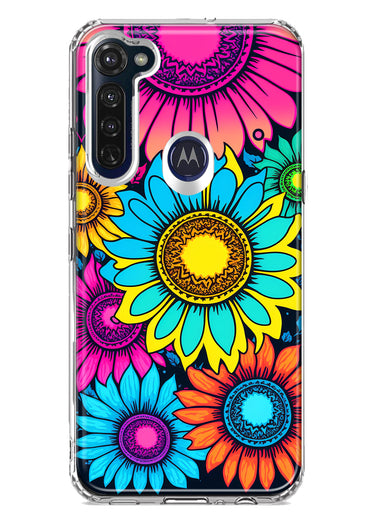 Motorola Moto G Stylus Vintage Colorful Abstract Sunflowers Floral Double Layer Phone Case Cover