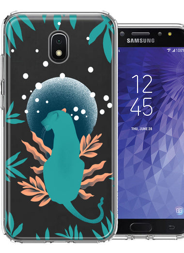 Samsung Galaxy J7 (2018) Star/Crown/Aura Moon Green Jaguar Design Double Layer Phone Case Cover
