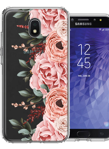 For Samsung Galaxy J7 (2018) Star/Crown/Aura Blush Pink Peach Spring Flowers Peony Rose Phone Case Cover
