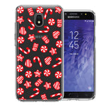 Samsung Galaxy J3 Express/Prime 3/Amp Prime 3 Christmas Winter Red White Peppermint Candies Swirls Candycanes Design Double Layer Phone Case Cover