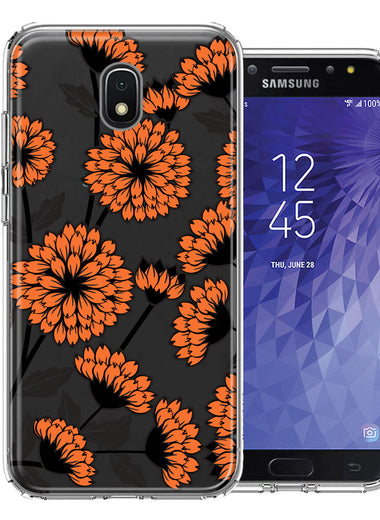Samsung Galaxy J3 Express/Prime 3/Amp Prime 3 Orange Chrysanthemum Flowers Design Double Layer Phone Case Cover