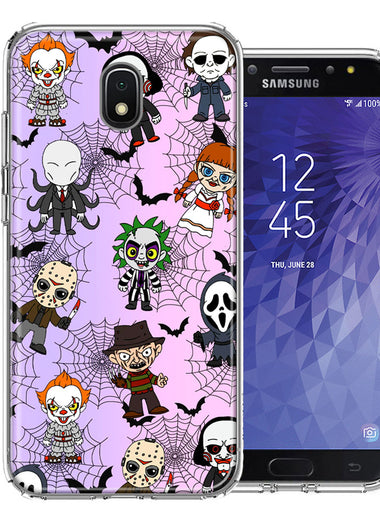 Samsung Galaxy J7 (2018) Star/Crown/Aura Classic Haunted Horror Halloween Nightmare Characters Spider Webs Design Double Layer Phone Case Cover