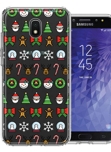 Samsung Galaxy J7 (2018) Star/Crown/Aura Classic Christmas Polka Dots Santa Snowman Reindeer Candy Cane Design Double Layer Phone Case Cover