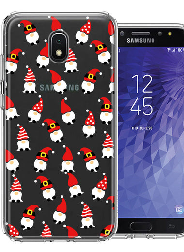 Samsung Galaxy J7 (2018) Star/Crown/Aura Cute Red Christmas Holiday Santa Gnomes Design Double Layer Phone Case Cover