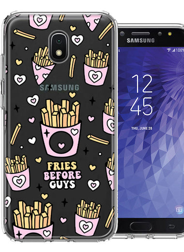 Samsung Galaxy J3 Express/Prime 3/Amp Prime 3 Cute Valentine Pink Love Hearts Fries Before Guys Double Layer Phone Case Cover