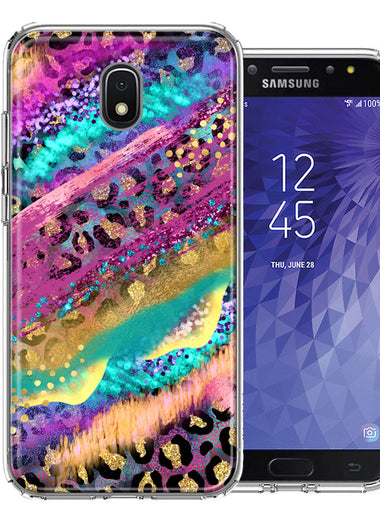 Samsung Galaxy J3 Express/Prime 3/Amp Prime 3 Leopard Paint Colorful Beautiful Abstract Milkyway Double Layer Phone Case Cover