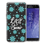 Samsung Galaxy J3 Express/Prime 3/Amp Prime 3 Christmas Holiday Let It Snow Winter Blue Snowflakes Design Double Layer Phone Case Cover
