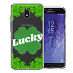 Samsung Galaxy J3 Express/Prime 3/Amp Prime 3 Lucky St Patrick's Day Shamrock Green Clovers Double Layer Phone Case Cover