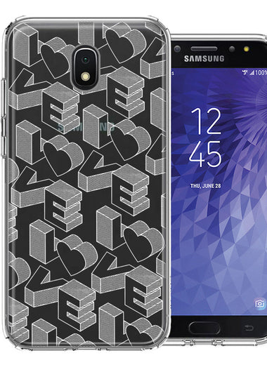 Samsung Galaxy J3 Express/Prime 3/Amp Prime 3 3D Love Letters Hearts Valentine's Day Double Layer Phone Case Cover