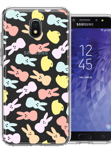 Samsung Galaxy J3 Express/Prime 3/Amp Prime 3 Pastel Easter Polkadots Bunny Chick Candies Double Layer Phone Case Cover