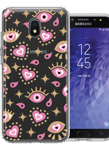 Samsung Galaxy J3 Express/Prime 3/Amp Prime 3 Pink Evil Eye Lucky Love Law Of Attraction Design Double Layer Phone Case Cover