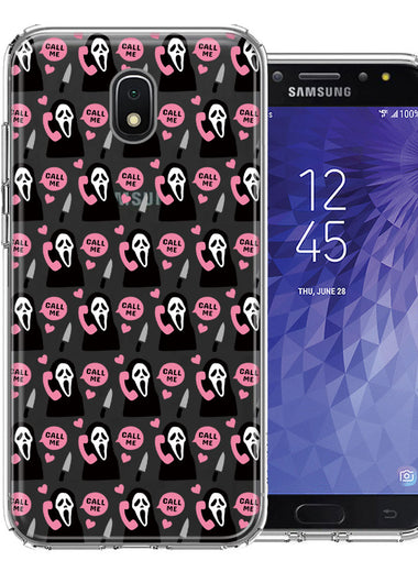 Samsung Galaxy J3 Express/Prime 3/Amp Prime 3 Pink Horror Valentine Character Ghostface Boyfriend Call Me Hearts Double Layer Phone Case Cover