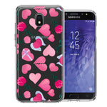 Samsung Galaxy J3 Express/Prime 3/Amp Prime 3 Pretty Valentines Day Hearts Chocolate Candy Angel Flowers Double Layer Phone Case Cover