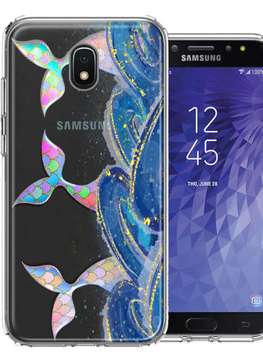 Samsung Galaxy J7 (2018) Star/Crown/Aura Rainbow Mermaid Tails Scales Ocean Waves Beach Girls Summer Double Layer Phone Case Cover