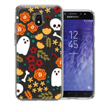 Samsung Galaxy J3 Express/Prime 3/Amp Prime 3 Spooky Season Fall Autumn Flowers Ghosts Skulls Halloween Double Layer Phone Case Cover