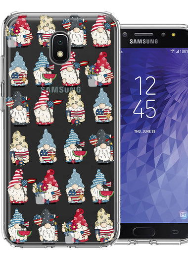 Samsung Galaxy J7 (2018) Star/Crown/Aura USA Fourth Of July American Summer Cute Gnomes Patriotic Parade Double Layer Phone Case Cover
