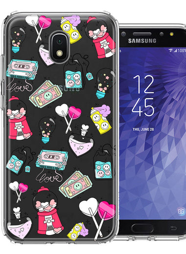Samsung Galaxy J7 (2018) Star/Crown/Aura Valentine's Day Candy Feels like Love Hearts Double Layer Phone Case Cover