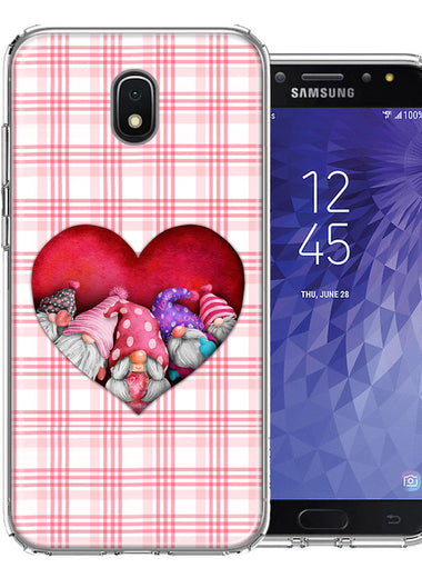 Samsung Galaxy J7 (2018) Star/Crown/Aura Valentine's Day Garden Gnomes Heart Love Pink Plaid Double Layer Phone Case Cover