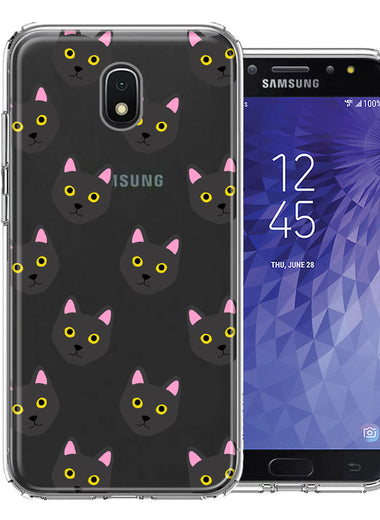 Samsung Galaxy J3 Express/Prime 3/Amp Prime 3 Black Cat Polkadots Design Double Layer Phone Case Cover