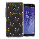 Samsung Galaxy J3 Express/Prime 3/Amp Prime 3 Black Cat Polkadots Design Double Layer Phone Case Cover