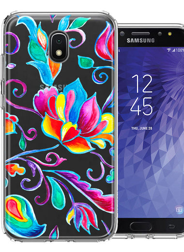 For Samsung Galaxy J7 (2018) Star/Crown/Aura Bright Colors Rainbow Water Lilly Floral Phone Case Cover