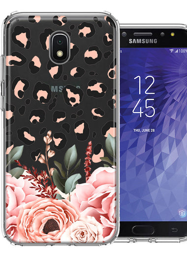 For Samsung Galaxy J3 Express/Prime 3/Amp Prime 3 Classy Blush Peach Peony Rose Flowers Leopard Phone Case Cover