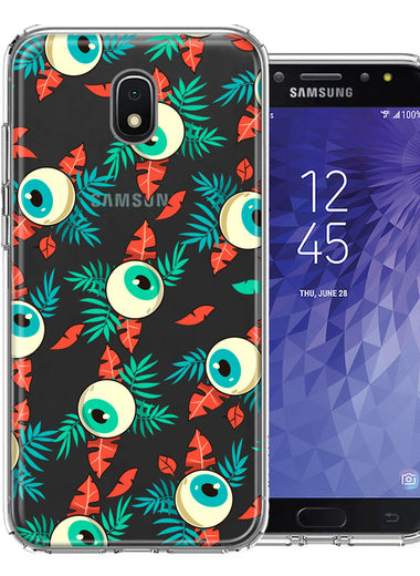 Samsung Galaxy J3 Express/Prime 3/Amp Prime 3 Halloween Creepy Tropical Eyeballs Design Double Layer Phone Case Cover