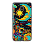 Samsung Galaxy J3 Express/Prime 3/Amp Prime 3 Neon Rainbow Psychedelic Indie Hippie Indie Moon Hybrid Protective Phone Case Cover