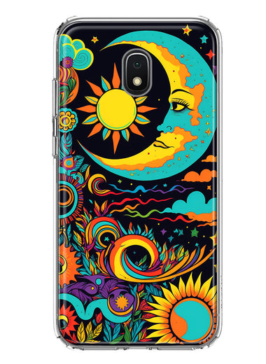 Samsung Galaxy J7 (2018) Star/Crown/Aura Neon Rainbow Psychedelic Indie Hippie Indie Moon Hybrid Protective Phone Case Cover