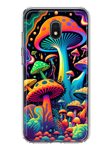 Samsung Galaxy J3 Express/Prime 3/Amp Prime 3 Neon Rainbow Psychedelic Indie Hippie Mushrooms Hybrid Protective Phone Case Cover