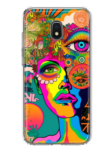 Samsung Galaxy J3 Express/Prime 3/Amp Prime 3 Neon Rainbow Psychedelic Hippie One Eye Pop Art Hybrid Protective Phone Case Cover