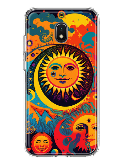 Samsung Galaxy J7 (2018) Star/Crown/Aura Neon Rainbow Psychedelic Indie Hippie Sun Moon Hybrid Protective Phone Case Cover