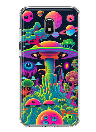 Samsung Galaxy J3 Express/Prime 3/Amp Prime 3 Neon Rainbow Psychedelic UFO Alien Planet Hybrid Protective Phone Case Cover