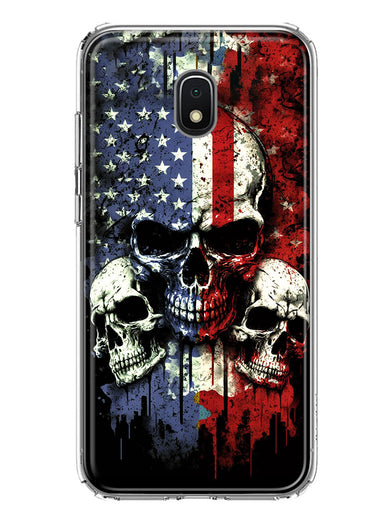 Samsung Galaxy J3 Express/Prime 3/Amp Prime 3 American USA Flag Skulls Blue Red Double Layer Phone Case Cover