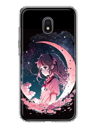 Samsung Galaxy J7 (2018) Star/Crown/Aura Kawaii Manga Pink Cherry Blossom Dreaming Moon Girl Hybrid Protective Phone Case Cover