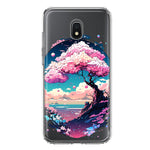 Samsung Galaxy J3 Express/Prime 3/Amp Prime 3 Kawaii Manga Pink Cherry Blossom Japanese Sky Floral Ocean Hybrid Protective Phone Case Cover