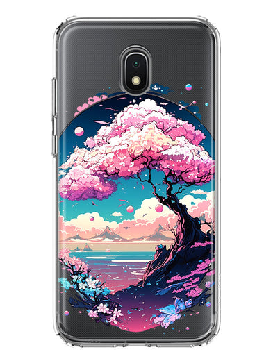 Samsung Galaxy J7 (2018) Star/Crown/Aura Kawaii Manga Pink Cherry Blossom Japanese Sky Floral Ocean Hybrid Protective Phone Case Cover