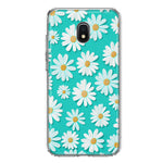Samsung Galaxy J3 Express/Prime 3/Amp Prime 3 Turquoise Teal White Daisies Cute Daisy Polka Dots Double Layer Phone Case Cover