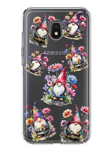 Samsung Galaxy J3 Express/Prime 3/Amp Prime 3 Cute Pink Purple Cosmos Flowers Gnomes Spring Floral Double Layer Phone Case Cover