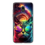 Samsung Galaxy J3 Express/Prime 3/Amp Prime 3 Neon Rainbow Galaxy Cat Hybrid Protective Phone Case Cover